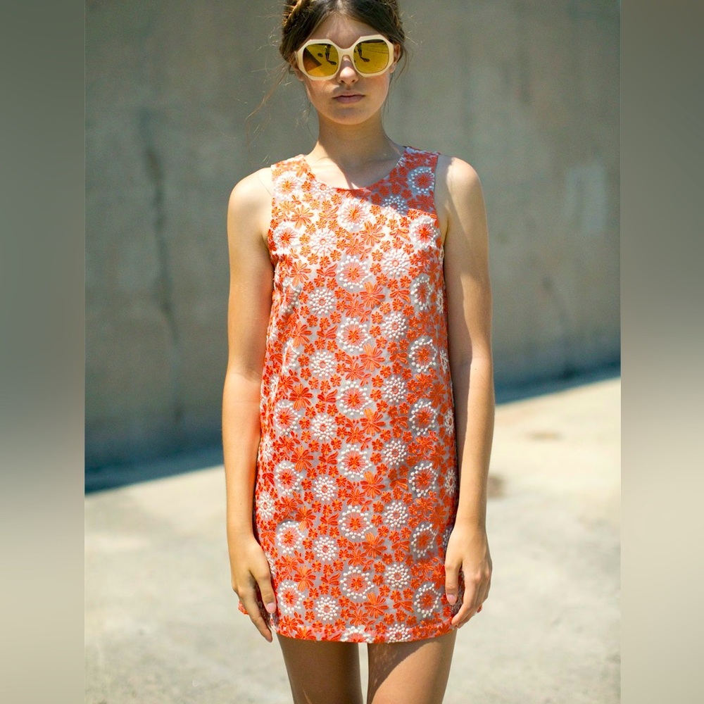Rachel antonoff coral and white shift dress